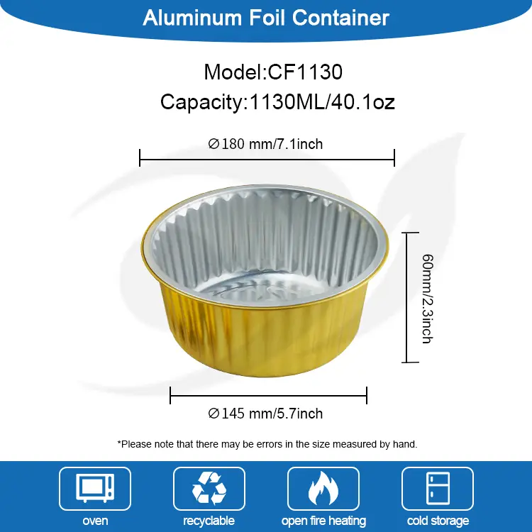 Disponable Food Beverage Takeaway Golden Aluminium Folie Containere