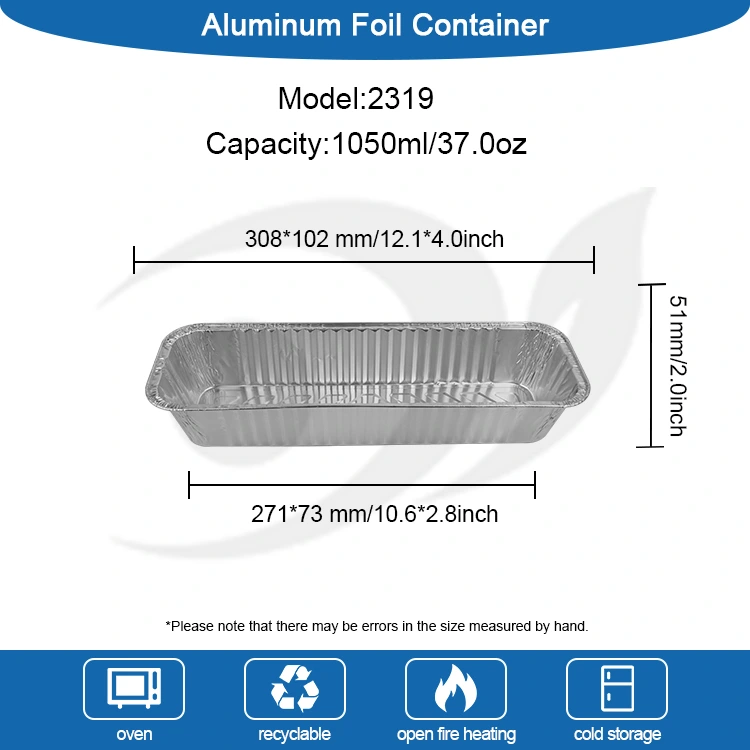 Rektangulær bagning af grill sølv aluminiumsfoliebeholdere