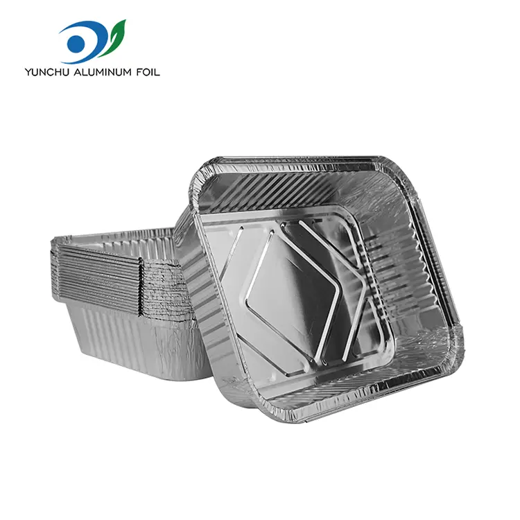 Rektangulær take-out grill sølv aluminiumsfoliebeholdere