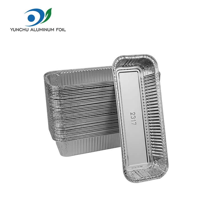 Rektangulære baguetter sølv aluminiumsfoliebeholdere