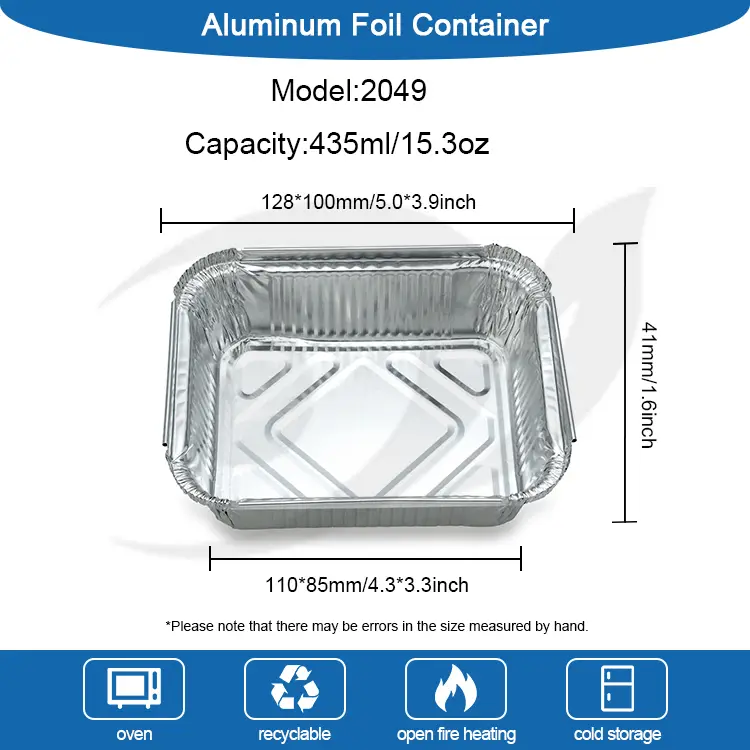 Rektangulær grill sølv aluminiumsfolie containere