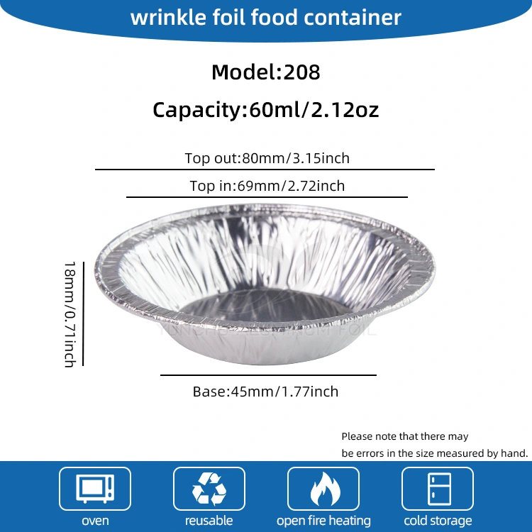 Rund syrlig bakke sølv aluminium folie madbeholder
