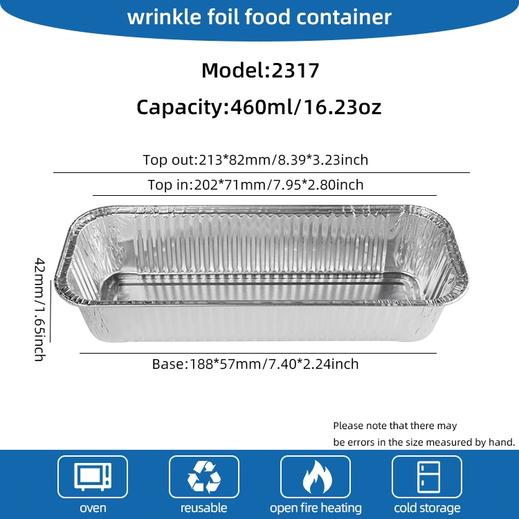 Rektangulære baguetter sølv aluminiumsfoliebeholdere