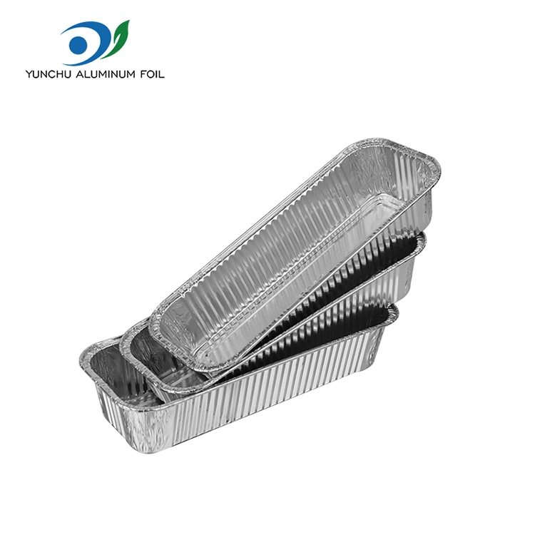 Rektangulære baguetter sølv aluminiumsfoliebeholdere