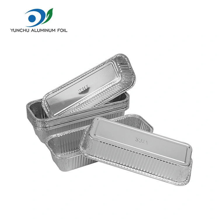Rektangulære baguetter sølv aluminiumsfoliebeholdere