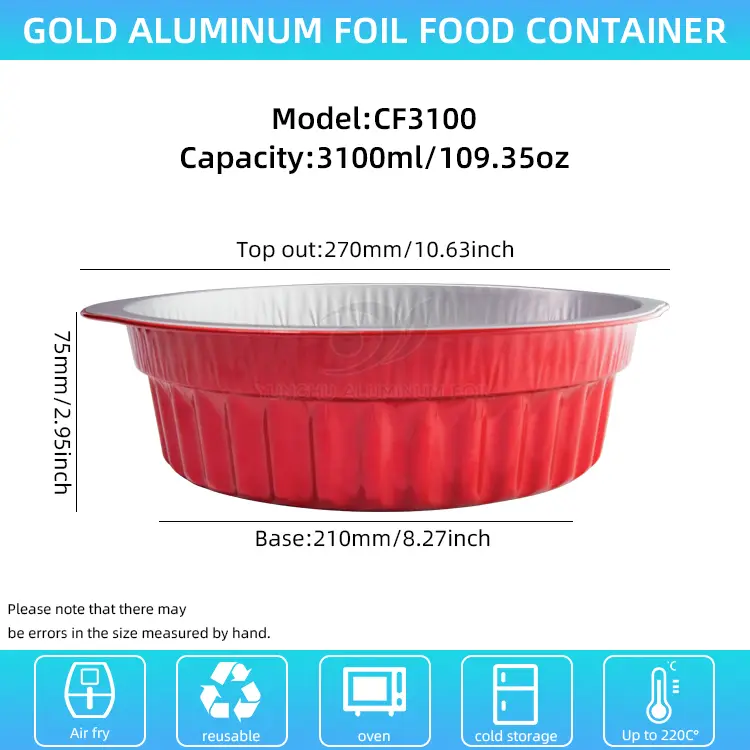 Engang med varme gryder og pander røde aluminiumsfoliebeholdere