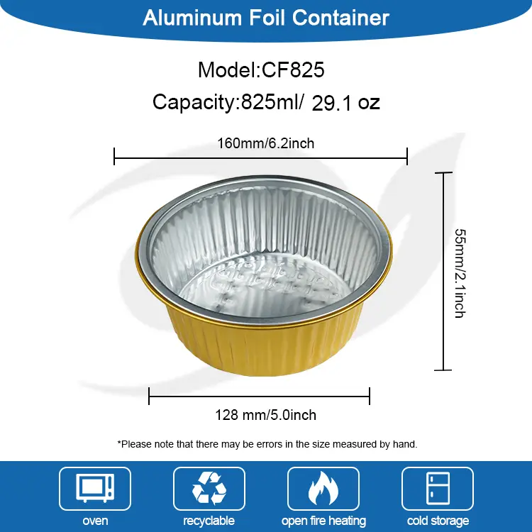 Engangsbagningsbakker rundt aluminiumsfoliebeholdere