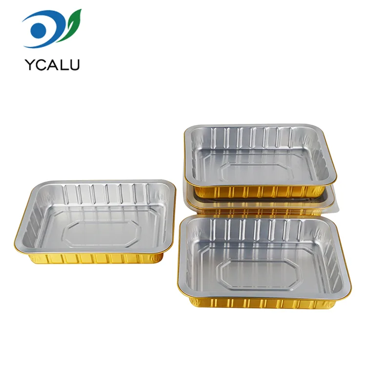 Engangs catering gyldne rektangelbeholdere af aluminiumsfolie