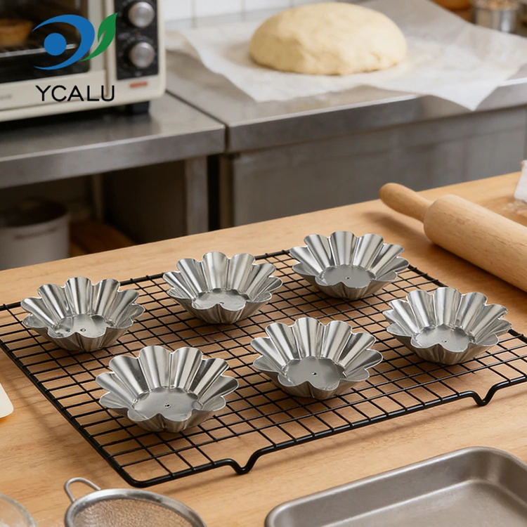 Engangs Chrysanthemum Æggetærtebakke Sølv aluminiumsfolie madbeholdere