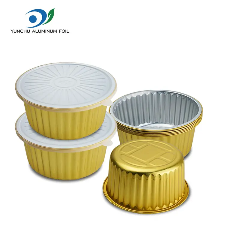 Disponable Food Beverage Takeaway Golden Aluminium Folie Containere