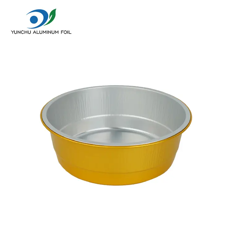 Engang med gyldne runde aluminiumsfoliebeholdere Engang med gyldne runde aluminiumsfoliebeholdere