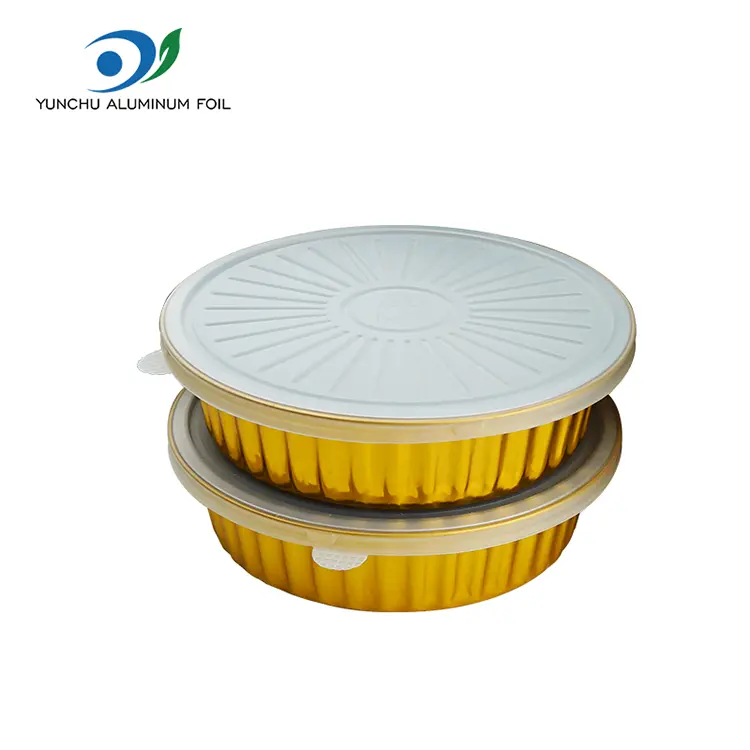 Engangs gratin gylden runde aluminiumsfolie containere