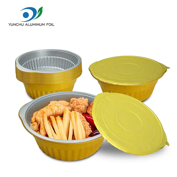 Engangs varm pot gylden rund aluminiumsfolie containere Engangs varm pot gylden rund aluminiumsfolie containere
