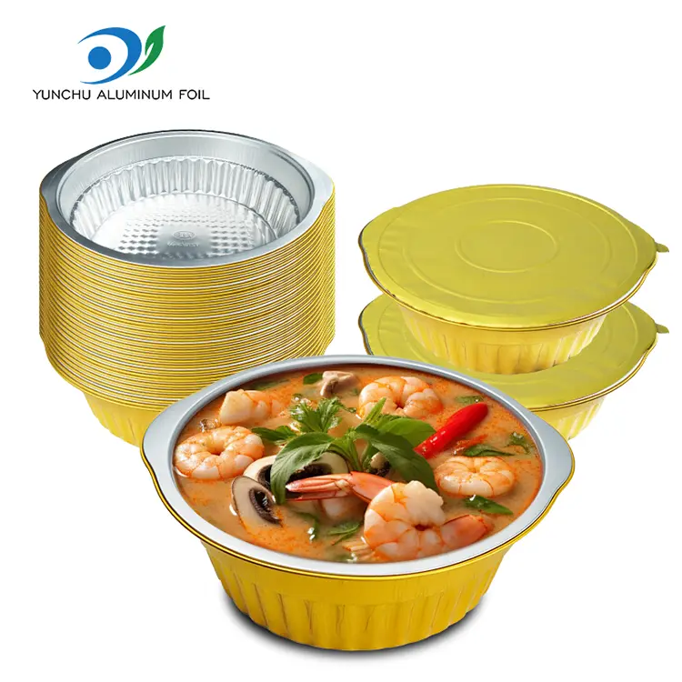 Engangs varm pot gylden rund aluminiumsfolie containere