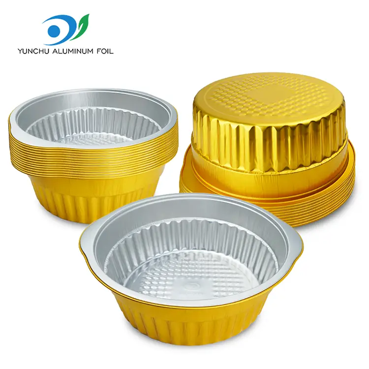 Engangs varm pot gylden rund aluminiumsfolie containere