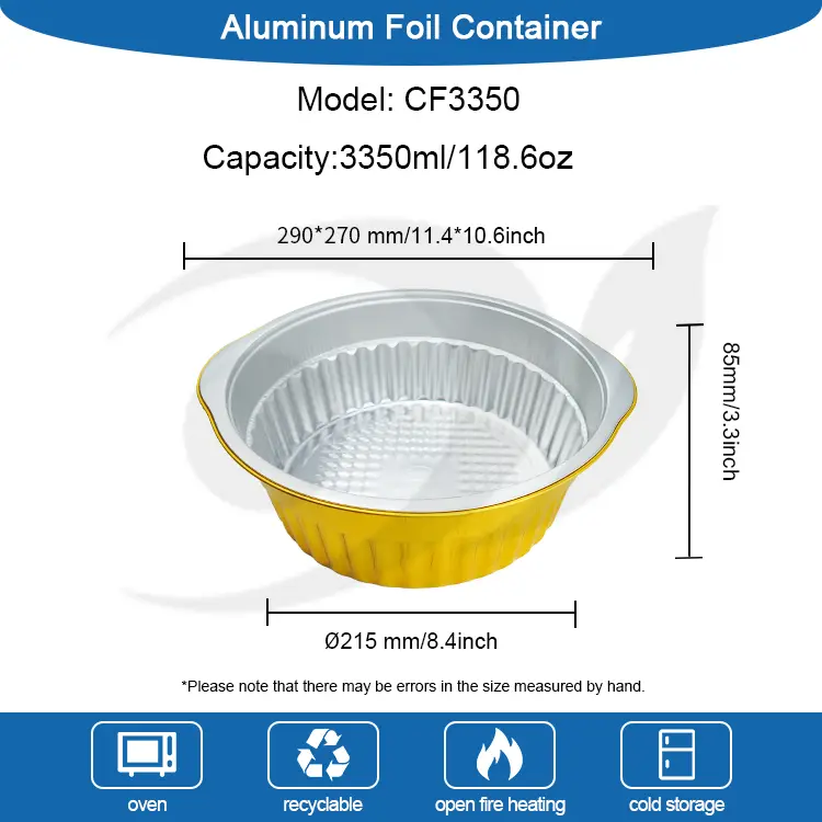 Engangs varm pot gylden rund aluminiumsfolie containere