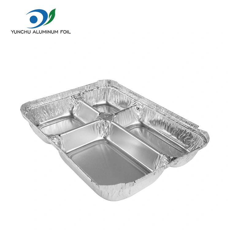 Engangsfultering af multi-rum fastfood sølv aluminiumsfoliebeholdere