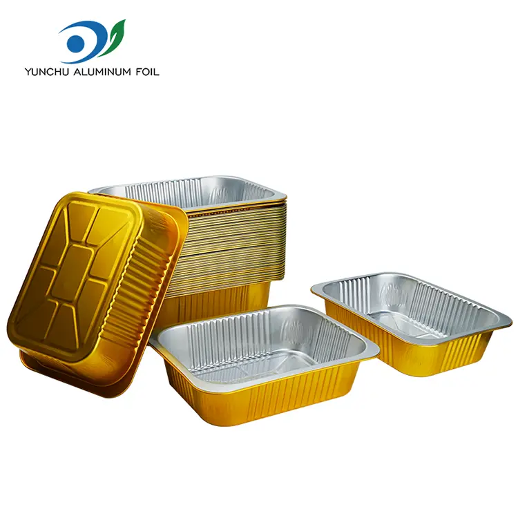 Engangsrektangulær catering takeaway sølv aluminiumsfolie containere