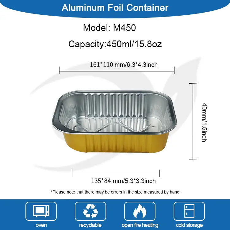 Engangsrektangulær grill aluminiumsfolie containere