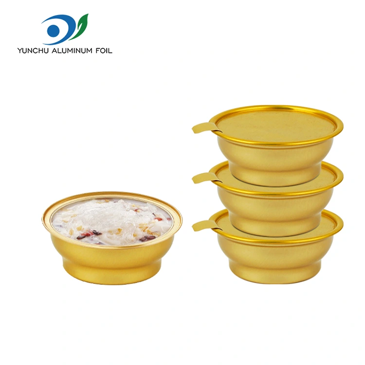 Engang rundt takeaway -kasse lille gylden skål aluminiumsfoliebeholdere Engang rundt takeaway -kasse lille gylden skål aluminiumsfoliebeholdere