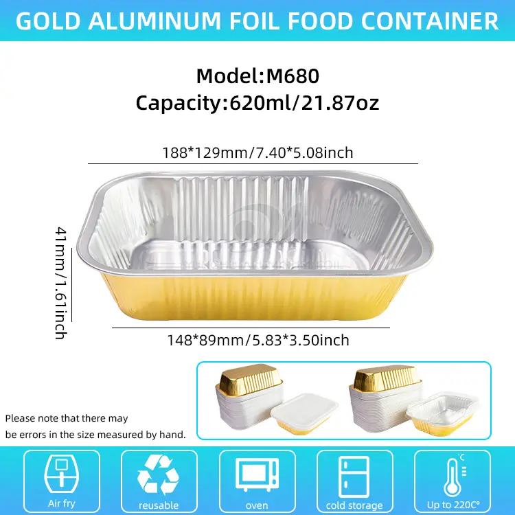 Engang med tykkere fødevarekvalitet aluminiumsfoliebeholdere