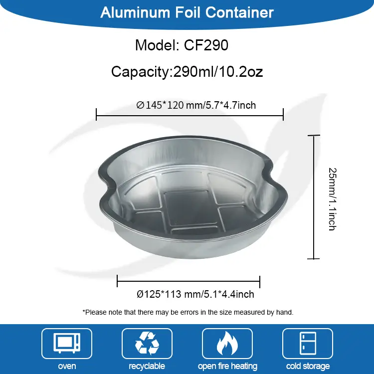 Engangsniveauet takeaways rundt aluminiumsfoliebeholdere