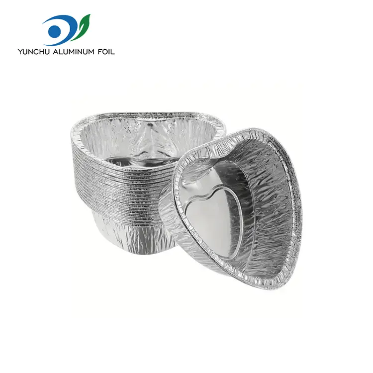 Hjerteformet kage Air Fryer sølv aluminiumsfoliebeholdere Hjerteformet kage Air Fryer sølv aluminiumsfoliebeholdere