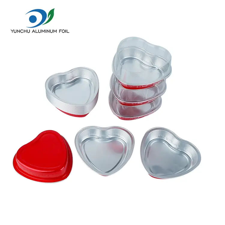 Hjerteformet kage bage glatvæg aluminiumsfoliebeholdere