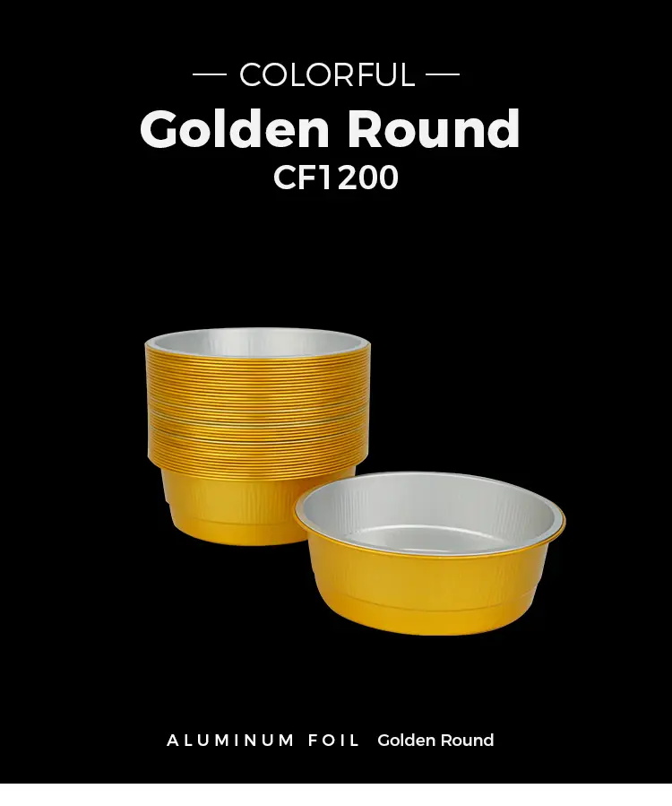Disposable Golden Round Aluminum Foil Containers