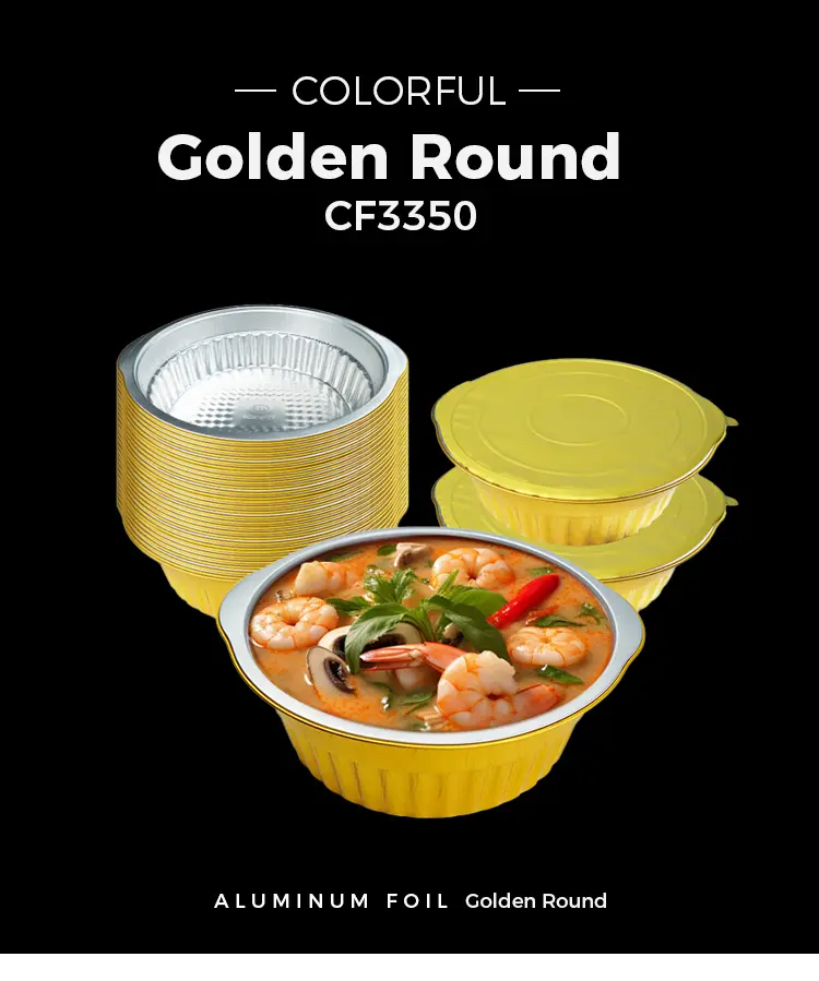 Disposable hot pot Golden Round Aluminum Foil Containers