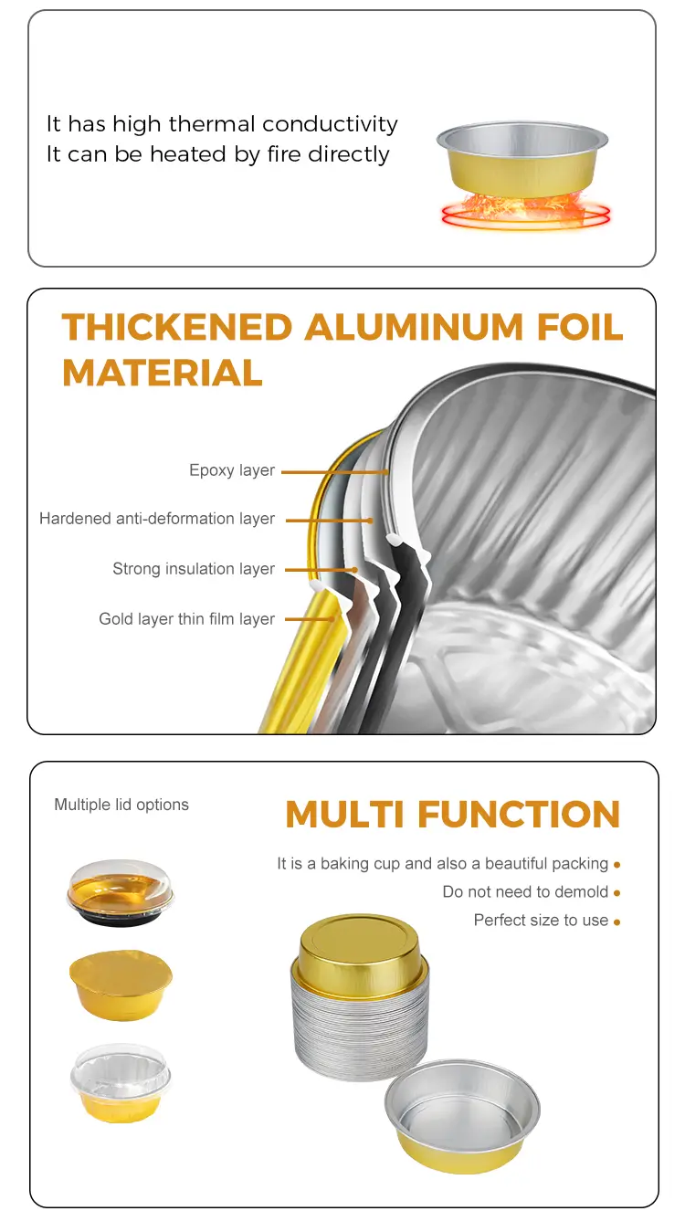 Round cake baking Smoothwall Aluminum Foil Containers