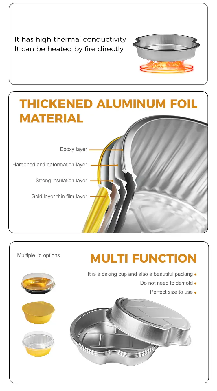 Disposable Tiered takeaways Round Aluminum Foil Containers