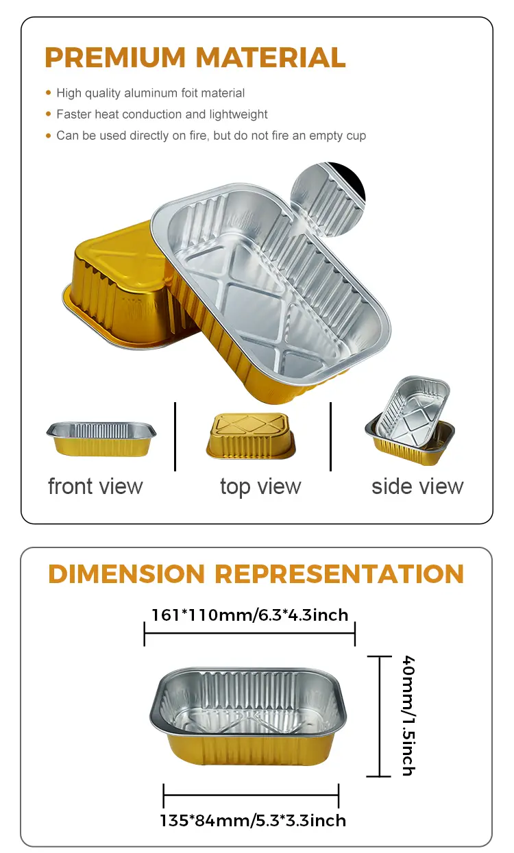 Disposable rectangular grill Aluminum Foil Containers