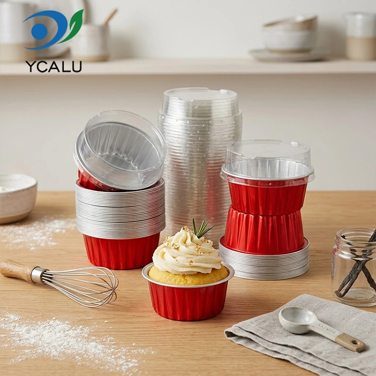 Engangsbagte farverige cupcakes Smoothwall aluminiumsfoliebeholdere