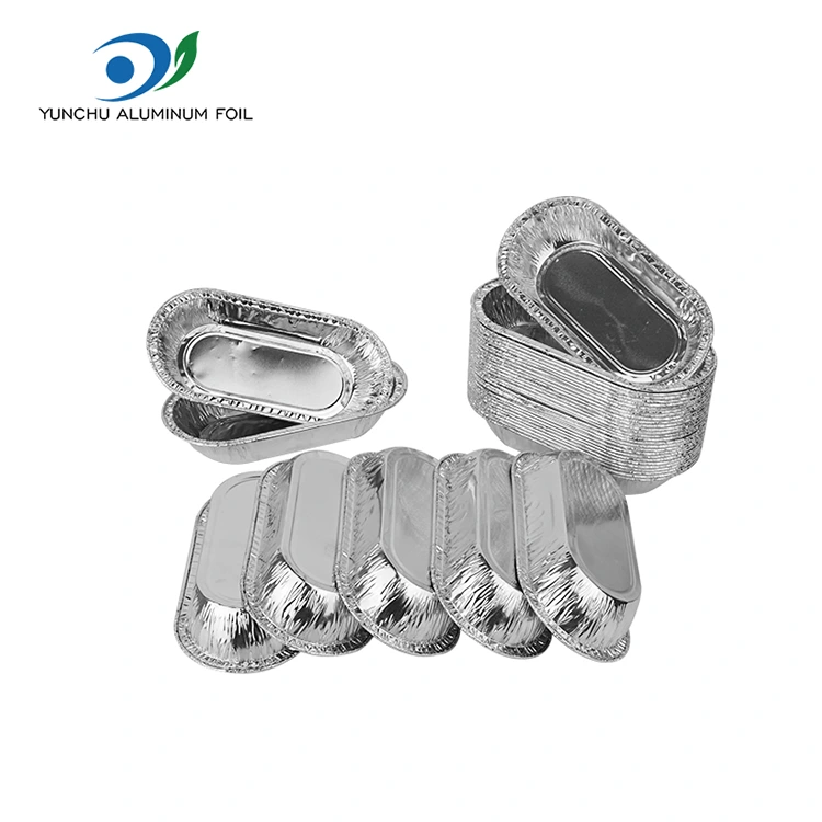 Oval stegt sølv aluminium folie madbeholder