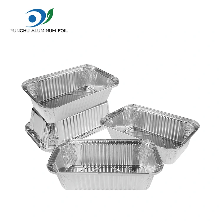 Rektangulær luftfriturepakning af sølv aluminiumsfoliebeholdere Rektangulær luftfriturepakning af sølv aluminiumsfoliebeholdere