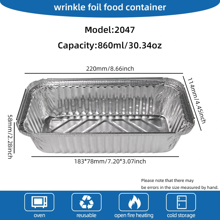 Rektangulær grill fortykket sølv aluminiumsfoliebeholdere