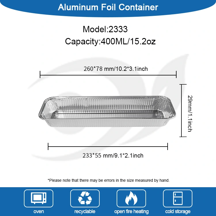 Rektangulær brød Air Fryer sølv aluminiumsfoliebeholdere