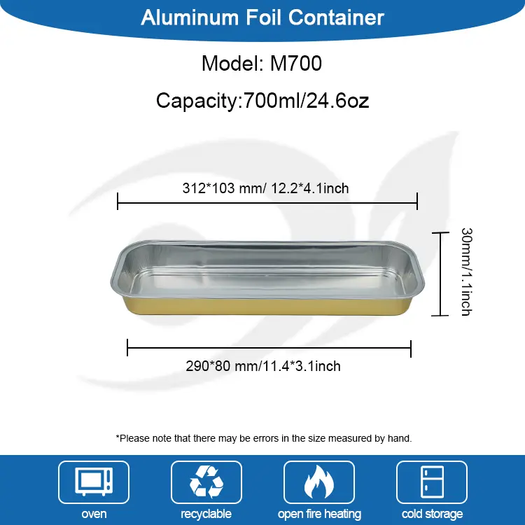 Rektangulært brød Smoothwall aluminiumsfoliebeholdere
