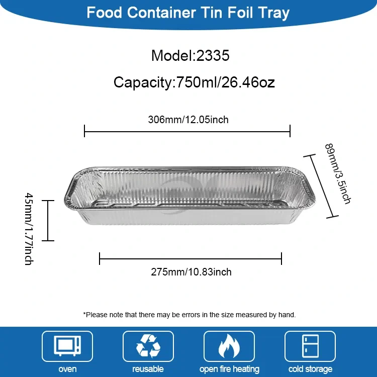 Rektangulær brødbakke bage sølv aluminiumsfoliebeholdere
