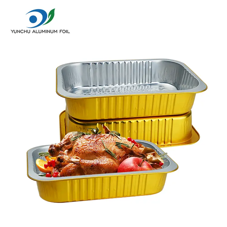 Rektangulær guld aluminiumsfoliebeholdere Rektangulær guld aluminiumsfoliebeholdere