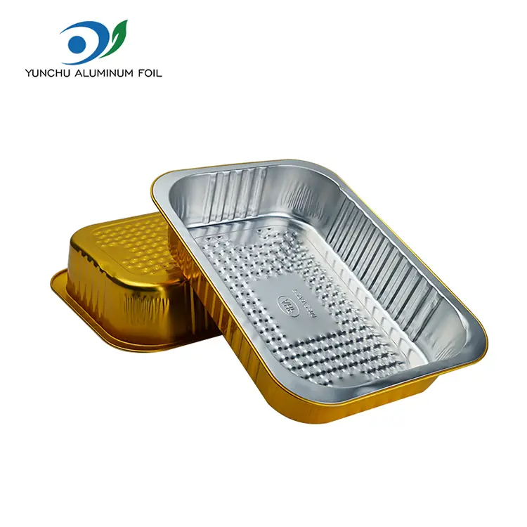 Rektangulær guld aluminiumsfoliebeholdere