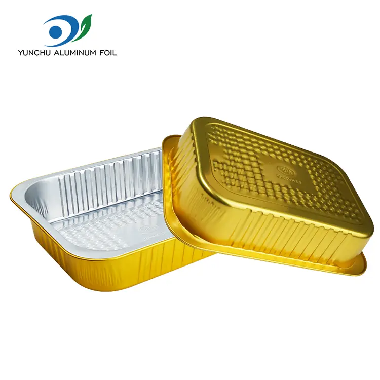 Rektangulær guld aluminiumsfoliebeholdere