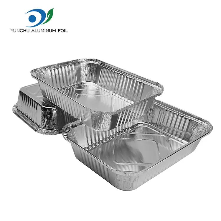 Rektangulær take-out grill sølv aluminiumsfoliebeholdere