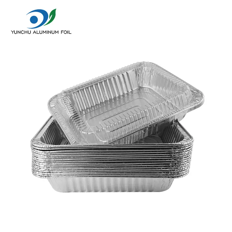Rektangulær takeaway kalkunplade sølv aluminiumsfolie containere