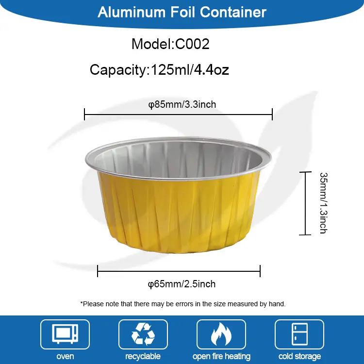 Runde bagt kager glatvæg aluminiumsfoliebeholdere