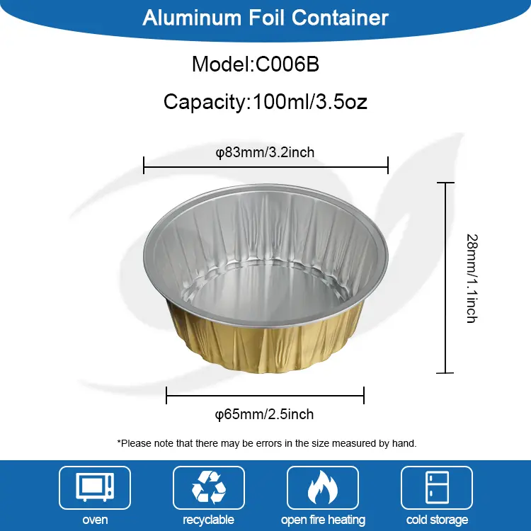 Rund kage bagning briller glatvæg aluminiumsfoliebeholdere