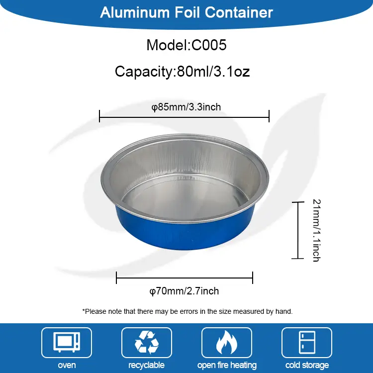 Round Cake Baking Smoothwall aluminiumsfoliebeholdere