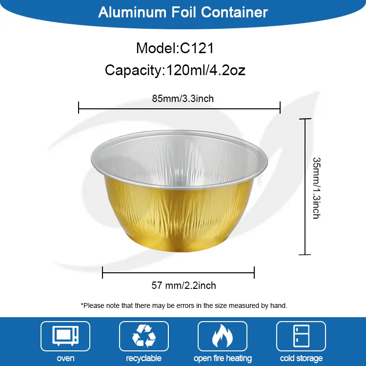 Round Cake Color Smoothwall aluminiumsfoliebeholdere