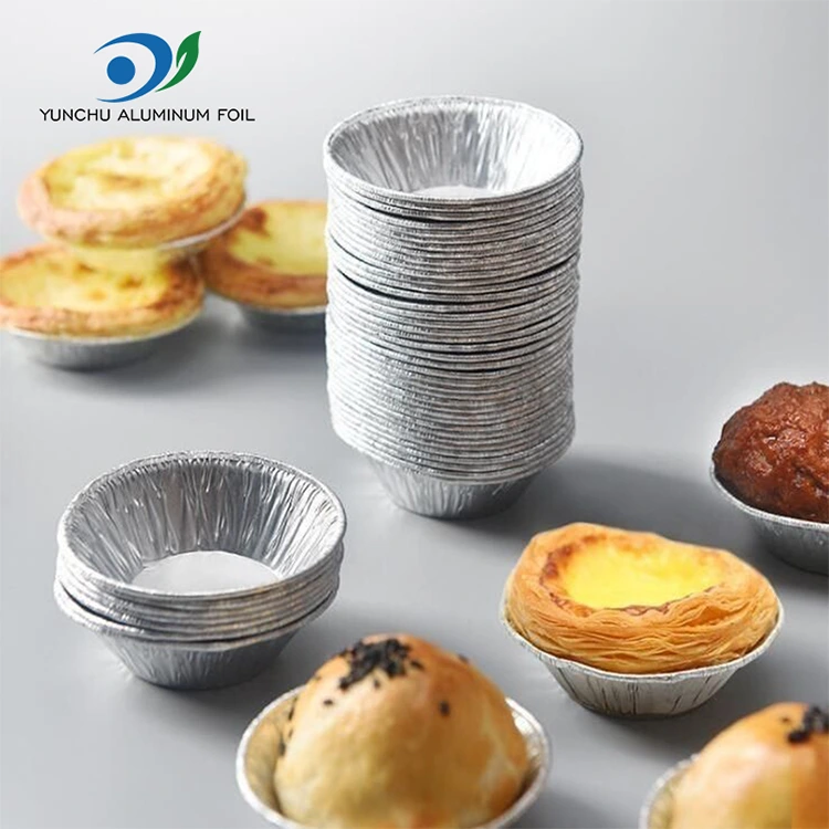 Round Egg Tart til snacks Silver Aluminium Folie Food Container